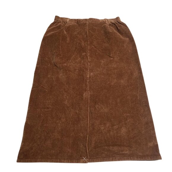 Vintage 90s Sag Harbor Sport Skirt Brown Aline Maxi Corduroy Casual Stretch - Picture 2 of 6